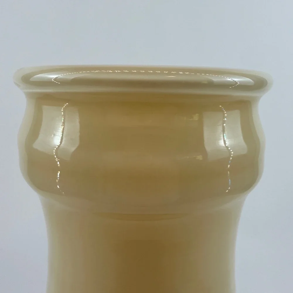 Pilgrim Cased Glass Bamboo Cylinder Vase Beige Milk Glass Retro MCM 14